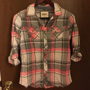 Retro Arizona Whiskey Grey & Bubble Gum Pink Plaid Shirt